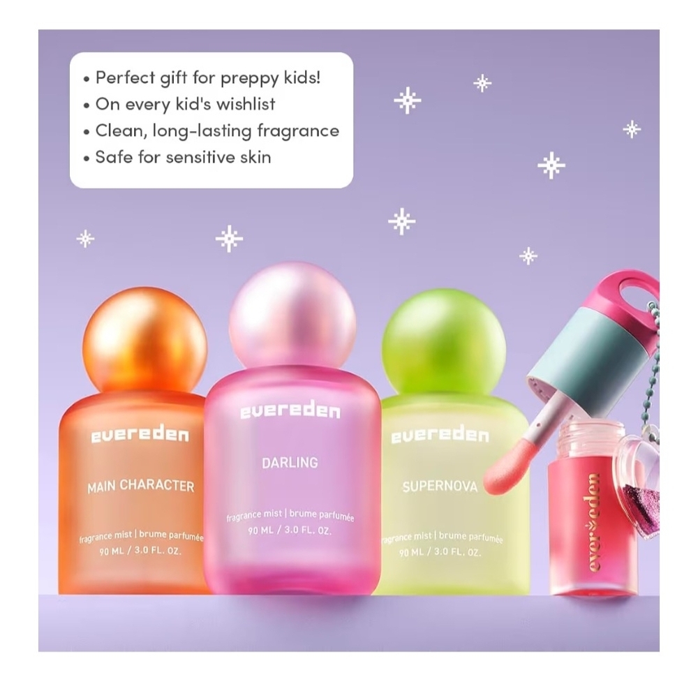 EVEREDEN FRAGRANCE 4-PIECE GIFT SET HAIR & BODY MIST, TINTED LIP OIL, VEGAN - Picture 7 of 16
